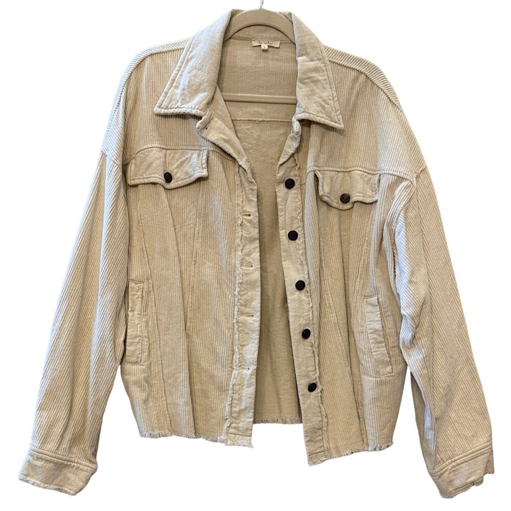 La Miel Cream Corduroy Jacket with Raw Hem - Size L (Like New)
